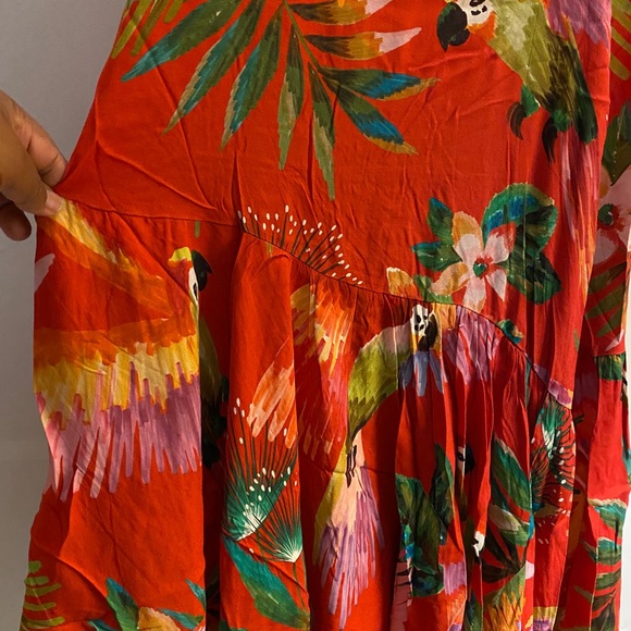New Farm Rio Red Macaw Bird Print Wrap Dress M - Picture 12 of 15